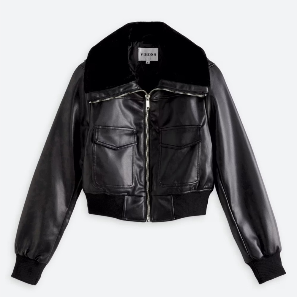 Vigoss Women's Sleek Black Leather Jacket